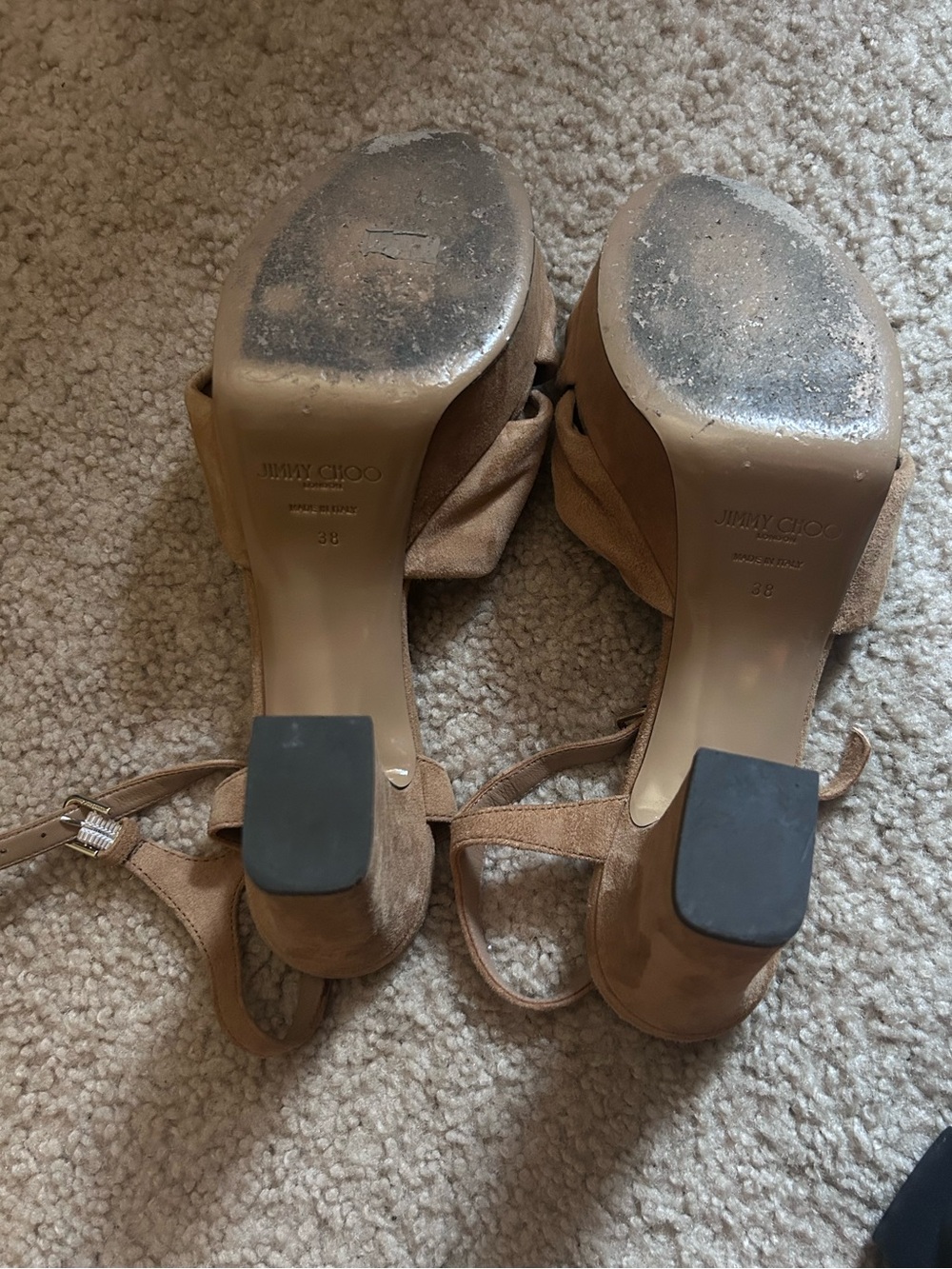Jimmy Choo Tan Suede Knot Heloise 85 Platform Sandals Size 38 - Picture 6 of 9